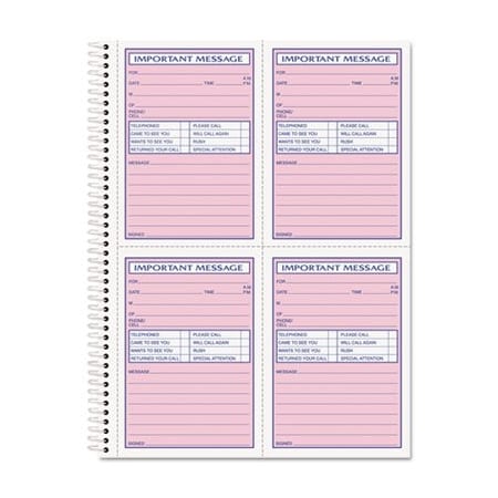 Tops Products BOOK, PHONE REC, NCR, 8.5X11 4005